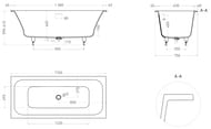 Ванна встраиваемая Salini Orlanda Axis Kit 170 103323M 1700х750х600 сифон, S-Stone, белый матовый