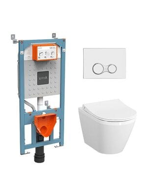 Комплект: Инсталляция Vitra + клавиша хром + Унитаз Integra Round + сиденье микролифт 9856B003-7205