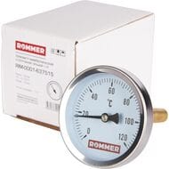 Термометр Rommer, 0-120*, 1/2", D63мм, гильза 75мм, заднее подкл. (аксиальное) RIM-0001-637515