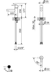 Смеситель Cezares LEAF-LSM1-L-01-W0 для раковины, однозахватный, тонкая ручка, хром — изображение 4