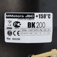 Вентилятор MMOTORS BK 200 (150° С) канальный
