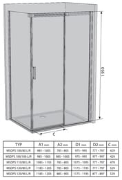 Душевой уголок RAVAK MATRIX MSDPS-110/80 R (1105х805х1950) раздвижная дверь, сатин+Transparent