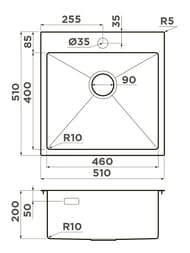����� Omoikiri AKISAME 51-GB (510�510�200) ������ �������/�������, ������, 4997013