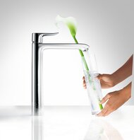 Смеситель Hansgrohe Metris 31082000 для умывальника с высоким фиксированным изливом,донный клапан