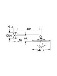 ������� ��� Grohe Rainshower Mono Cube 26563000 310��, 1jet, ��������� 422 ��, ����