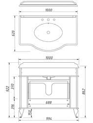 ����� ��� ���������� Caprigo ������ 100 bianco alluminio 1000�922�620 � �������� �������� 10624-B016