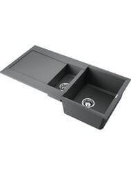 Мойка Omoikiri SAKAIME 100-2-PL (1000х500х200) врезная, 1,5 чаши, тетогранит, цвет-платина 4993899 — изображение 4