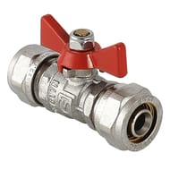 Кран шаровый 16х16мм VALTEC BASE под обжим, красная бабочка VT.343.N.1616