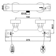 Смеситель для душа Swedbe Mercury 9025B термостат, настенный, без излива, цвет: черный матовый