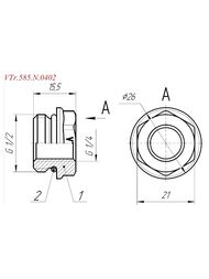 Футорка VALTEC  1/2"Н х 1/4"В с EPDM кольцом, латунь никелированная, VTr.585.N.0402