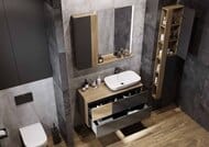 Шкаф-колонна AQUATON Терра 1A247503TEKA0 350x200x850 1 створка, открытые полки, дуб кантри/антрацит