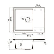 ����� Omoikiri DAISEN 65-BL (650�510�230) �������, ���������, ����-������ 4993684