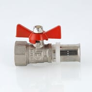 Кран шаровый 16х1/2''В VALTEC BASE под пресс, красная бабочка VT.242.N.1604