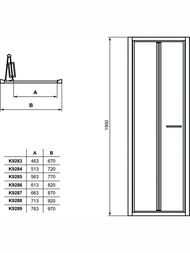 Душевая дверь Ideal Standard CONNECT 2 (900х1950) складная, проф/алюминий, стекло прозр  K9287EO