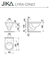Унитаз подвесной Jika LYRA-DINO 2137.0 (355х350х530) белый, глубокое смывание,  без сиденья