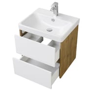Тумба под умывальник AQUATON Сканди 55 1A251701SDZ90 532x427x522 2 ящика, белый глянец/дуб рустика