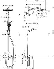Душевая система Hansgrohe Crometta S 240 Showerpipe со смесителем д/душа, верхний и руч.душ 27269000