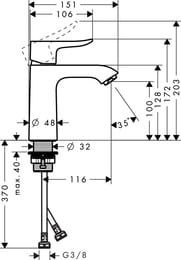 Смеситель Hansgrohe Metris 31204000 LowFlow для умывальника с фиксированным изливом