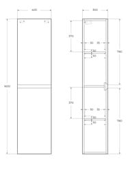 Пенал подвесной Cezares MOLVENO-1600-2A-SC-NR (400х300х1600) 2 дверцы, черный