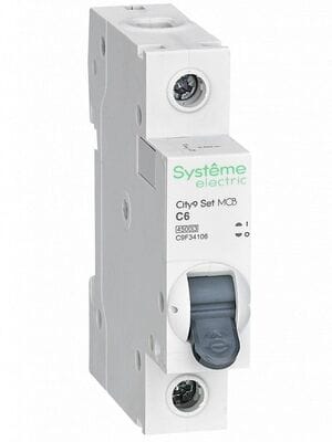 Выключатель Systeme Electric автоматический однополюсный 6А С 4.5kA 230В City9 Set C9F34106