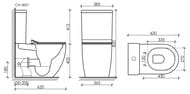 Унитаз-компакт Ceramicanova Metropol 820х620х385 безободковый, сиденье микролифт, белый CN4001 (CN4001-B+CN4001-T)