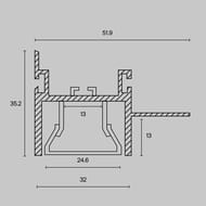 ����������� ������� Maytoni Led Strip ��� ��������� ������� 52�35, �������, 2 �, ALM013S-2M