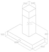 ������� ELICA Spot Urban Cast Iron/A/90 LED, 900�450��, 1000 �3/�, 255��, �������� ������ PRF0147736