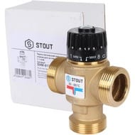Термостатический смес. клапан STOUT для систем отопления и ГВС 1 1/4" НР 30-65°С KV 3.5,центр.смеш