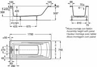 Ванна акриловая Roca HALL 170х75 прямоугольная, без монтажного комплекта ZRU9302768