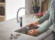 Смеситель Grohe Eurosmart 33202003 для кухни, высокий С-образный излив, однорычажный, цвет: хром