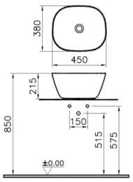 Раковина Vitra Plural (450х450х215) накладная,антибактериальное покрытие,белый 7811B403-0016