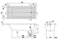 Ванна акрил, Villeroy&Boch Targa Plus Mono 1700х700 пристенная, с ножками UBA177NES2V-01+CY00000000