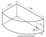 Ванна акриловая Радомир МОДЕРНА (1600х1000) левая, белая, с каркасом 2-01-0-1-1-214