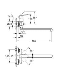Смеситель Grohe EuroSmart Cosmopolitan 32847000 для ванны длинный излив, выход под шланг 1/2 — изображение 2