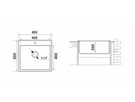 Мойка врезная Ukinox Loft 450х500 брашированная нерж.сталь 1 мм, слив 3 1/2, LOB450.500 -GT10P