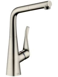 Смеситель Hansgrohe Metris M71 для кухни 320мм вытяжной излив 1 тип струи сталь 14821800 — миниатюра 1