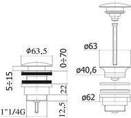 Донный клапан Paffoni ZSCA050CR 1 1/4" CLIC-CLAC с камерой перелива, хром