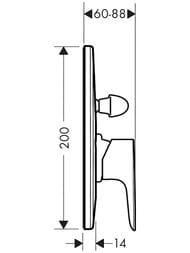 Чертёж Смеситель Hansgrohe Talis E 71746000 для ванны/душа, скрытый монтаж, однозахватный, хром