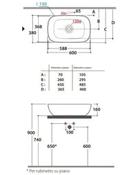 Раковина Globo T-EDGE (600х380х160) накладная, без отверстия под смеситель, цвет Smoke B6R60SK — изображение 2