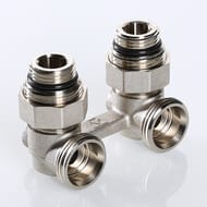 Узел для нижнего подключения радиатора VALTEC 3/4" угловой, евроконус, c адаптерами VT.345.KNA.E04