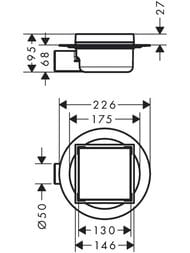 Hansgrohe RainDrain Spot Точечный слив с решеткой 15х15 см под плитку 56112800 — изображение 4