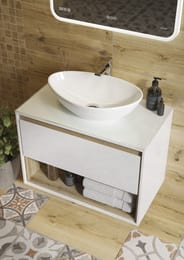 Раковина Cersanit MODUO 55 LEAF (565х365х150) на столешницу, белая 63571