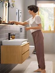 Смеситель для раковины Hansgrohe Rebris E 72557670 однозахват., дон. клапан, излив 109мм, мат.черный — изображение 3