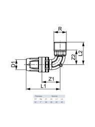 Уголок TECElogo 90* 32 х 1"Н с ниппелем, латунь 8610312