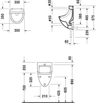 Писсуар DURAVIT STARCK 3 с внутренней подачей воды, вкл. крепление 0821350000