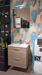 Уценка!Комплект мебели 60см Vitra Mia 75103 тумба подвес, 2 ящ., раковина, зеркало c подсв., кордоба