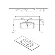 Раковина для тумбы Caprigo 105 (1074х478) без бортика, стеклокерамика GC18R-34714