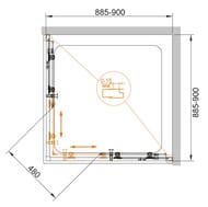 Душевой уголок CEZARES ECO (885-900х885-900х1900) O-A-2-90-C-NERO стекло прозр/черный матовый