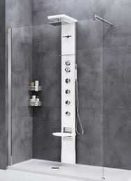 Душевая панель Novellini Cascata 3 223х2085 мм, г/м, смеситель, сиденье, белый CASC3VM-A
