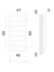 Полотенцесушитель TERMINUS Аврора П8 (477x800) водяной б/п 600, нерж.сталь — изображение 3